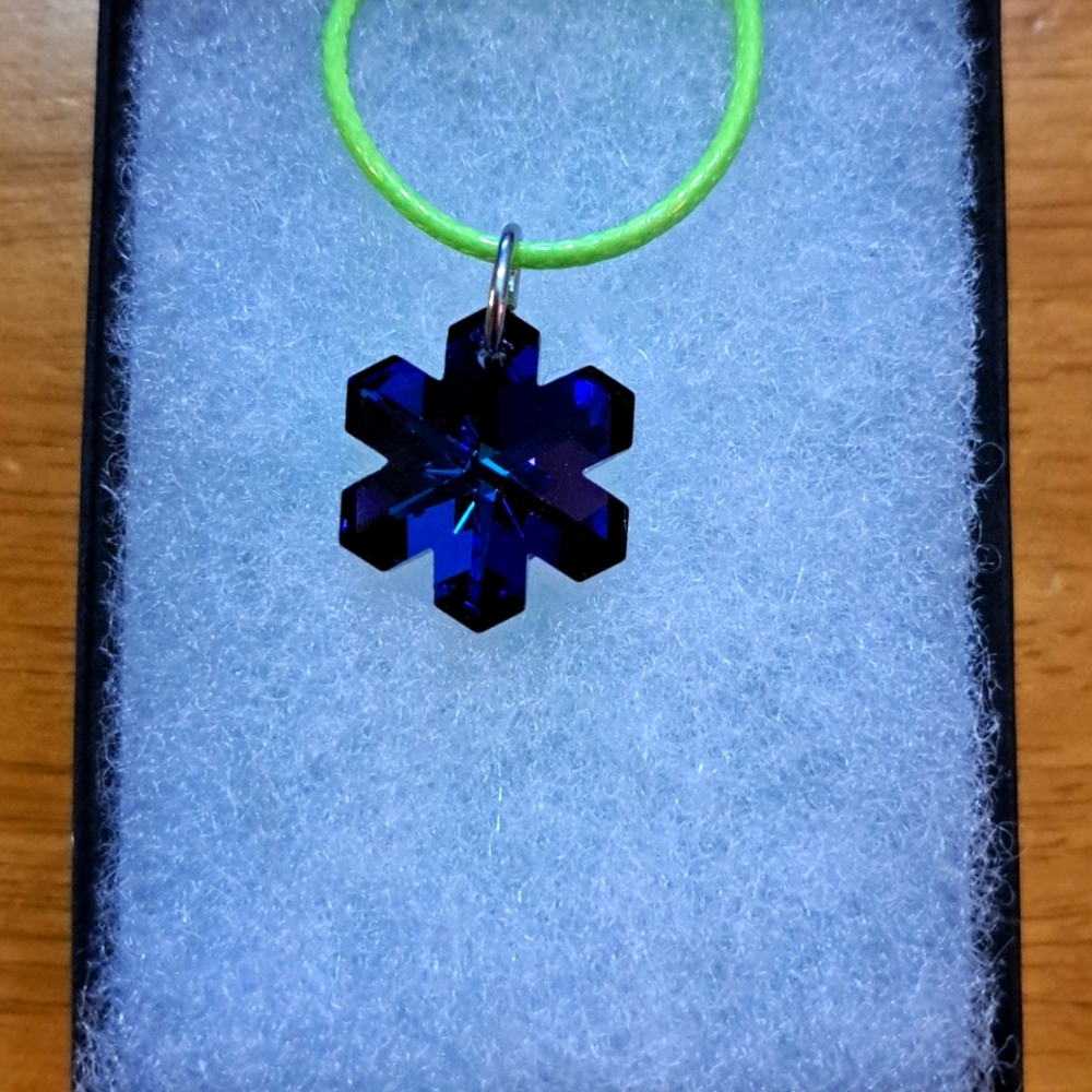 Seafoam Blue Crystal Snowflake Necklace